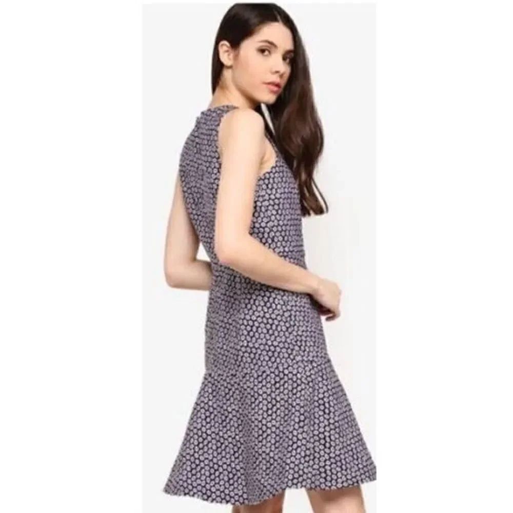 J. Crew Navy Sleeveless Dress Piper Foulard Sz. 2